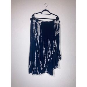 Earthbound Trading Co Navy White Tie Dye Handkerchief Hem Fairy Skirt Womens M